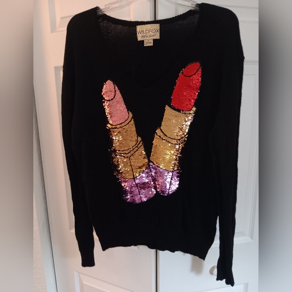 Wildfox White Label Sweater with Sequin Lipstick 💄.  Size S. - Picture 2 of 8